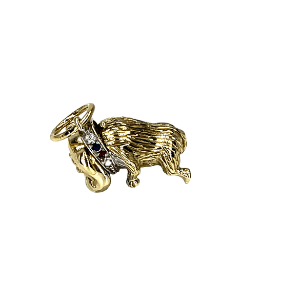 9CT Yellow Gold Bulldog Pendant with Sapphire Eyes 8.4g - Hyman’s Jewellers