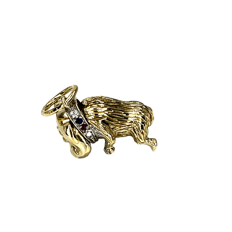 9CT Yellow Gold Bulldog Pendant with Sapphire Eyes 8.4g - Hyman’s Jewellers