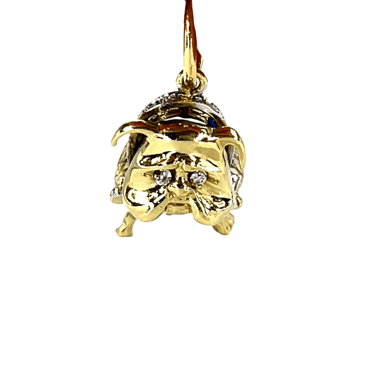 9CT Yellow Gold Bulldog Pendant with Sapphire Eyes 8.4g - Hyman’s Jewellers