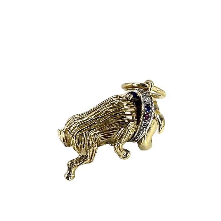 9CT Yellow Gold Bulldog Pendant with Sapphire Eyes 8.4g - Hyman’s Jewellers