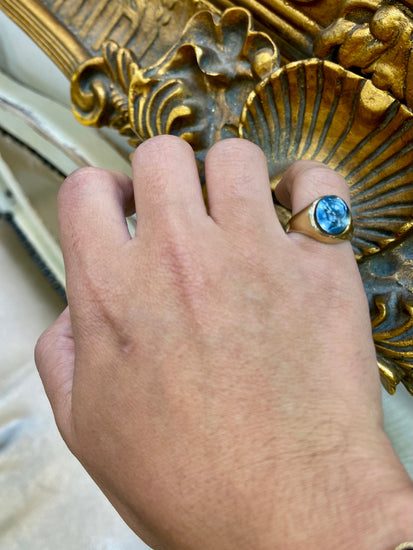 9CT Yellow Gold Carved Obsidian Signet Ring - Hyman’s Jewellers