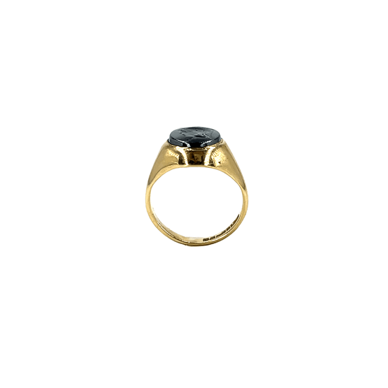 9CT Yellow Gold Carved Obsidian Signet Ring - Hyman’s Jewellers
