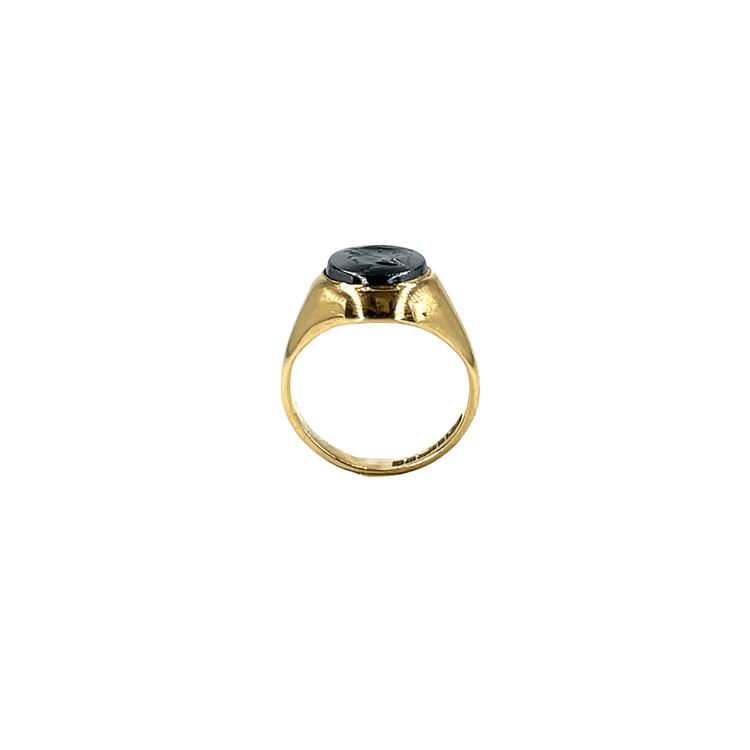 9CT Yellow Gold Carved Obsidian Signet Ring - Hyman’s Jewellers