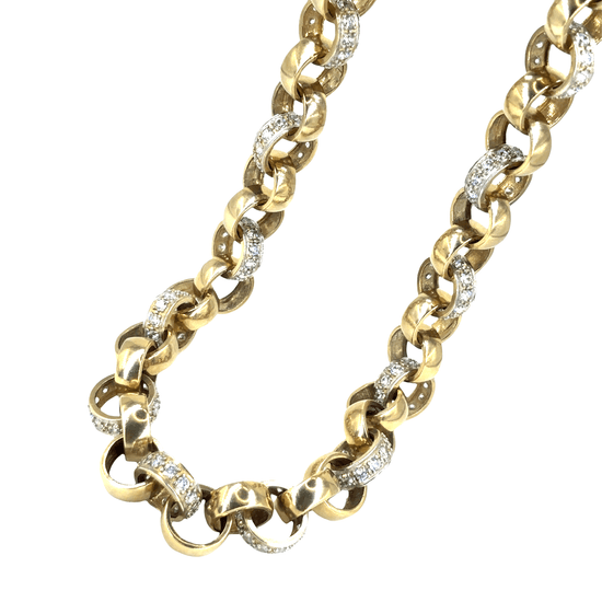 9ct Yellow Gold Cz Belcher Chain with Cz Accents - 147.4g - Hyman’s Jewellers