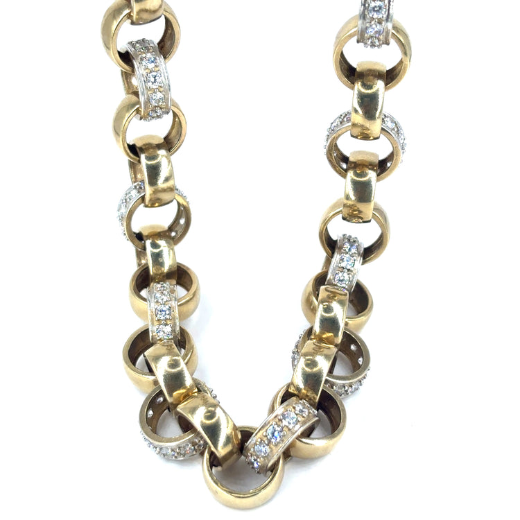 9ct Yellow Gold Cz Belcher Chain with Cz Accents - 147.4g - Hyman’s Jewellers