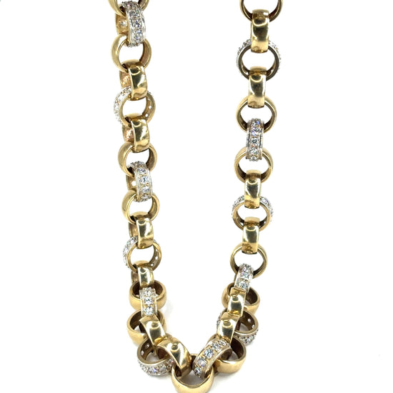 9ct Yellow Gold Cz Belcher Chain with Cz Accents - 147.4g - Hyman’s Jewellers