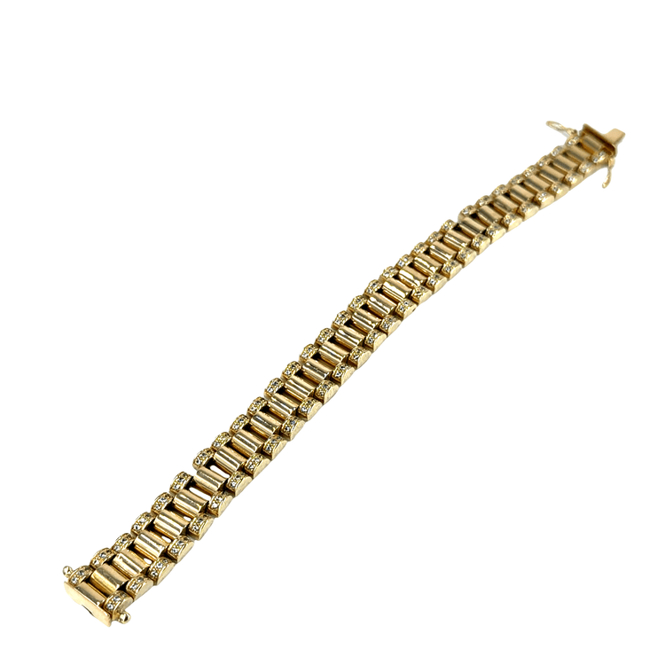 9CT Yellow Gold Geometric Link Bracelet with Diamonds - Hyman’s Jewellers