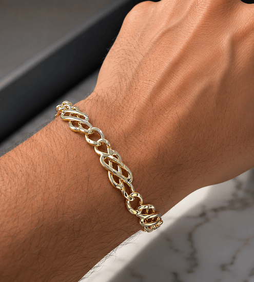 9CT Yellow Gold Interlocking Link Chain Bracelet - Hyman’s Jewellers
