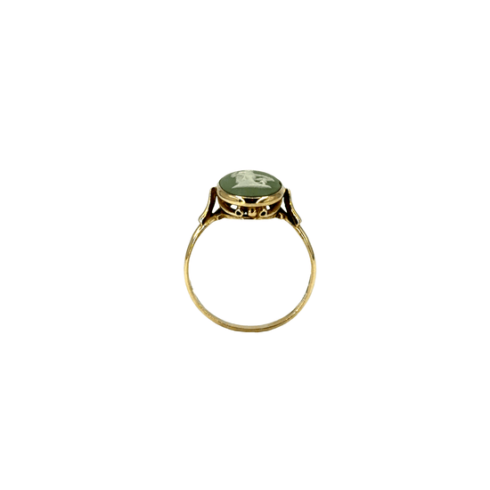 9CT Yellow Gold Jade Cameo Signet Ring 2.3g - Hyman’s Jewellers