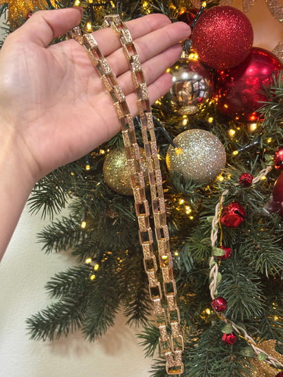 9ct Yellow Gold Men’s Etched Link Yellow Gold Square Belcher Chain - 26.5” 107.6g - Hyman’s Jewellers