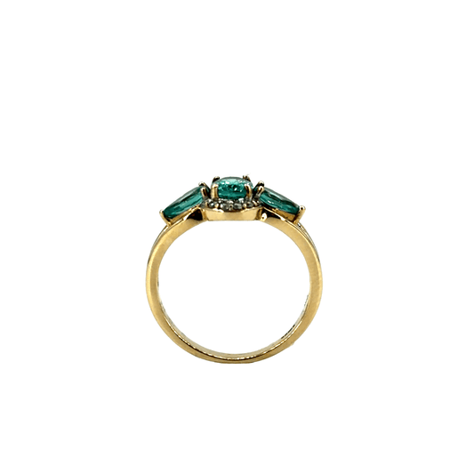 9CT Yellow Gold Multi-Stone Emerald Ring 2.9g - Hyman’s Jewellers