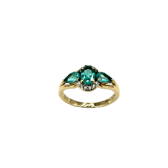 9CT Yellow Gold Multi-Stone Emerald Ring 2.9g - Hyman’s Jewellers