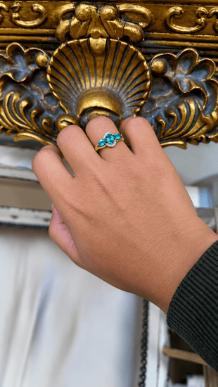 9CT Yellow Gold Multi-Stone Emerald Ring 2.9g - Hyman’s Jewellers