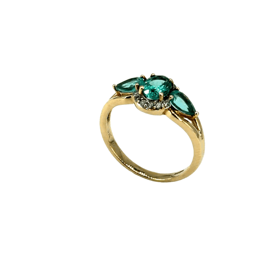 9CT Yellow Gold Multi-Stone Emerald Ring 2.9g - Hyman’s Jewellers