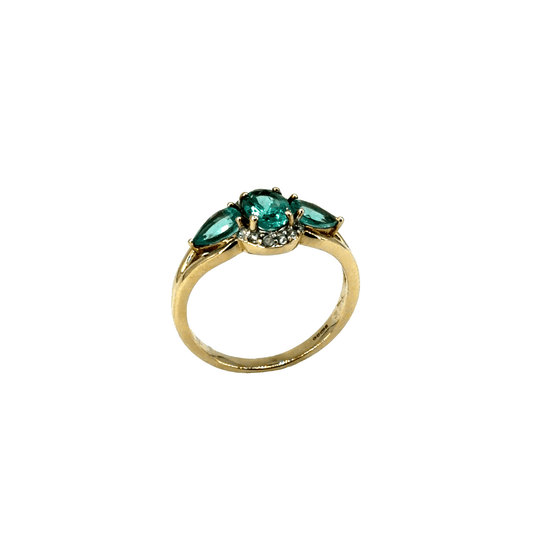 9CT Yellow Gold Multi-Stone Emerald Ring 2.9g - Hyman’s Jewellers