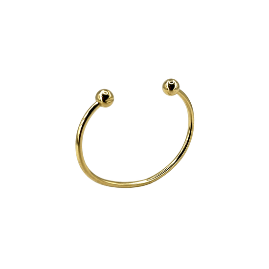 9CT Yellow Gold Open Cuff Kids Bangle with Spherical Ends - Hyman’s Jewellers