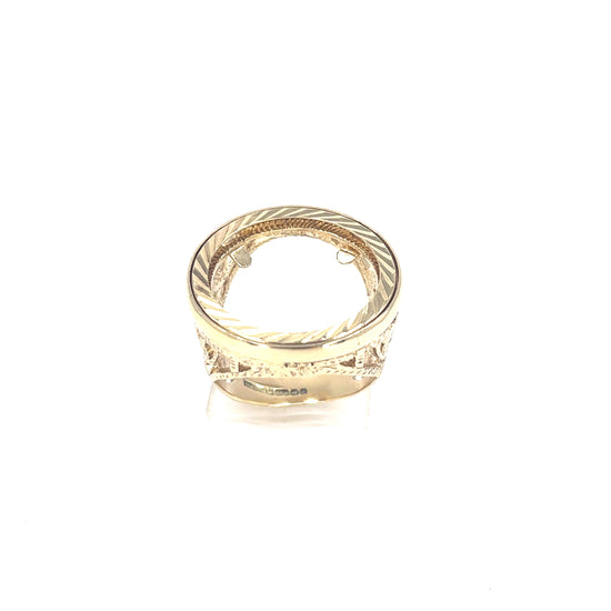 9ct Yellow Gold Openwork Half Sovereign Ring Shank 8.1g - Hyman’s Jewellers