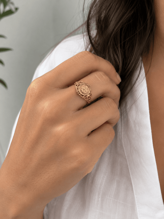 9ct Yellow Gold Openwork Medallion Signet Ring - Hyman’s Jewellers