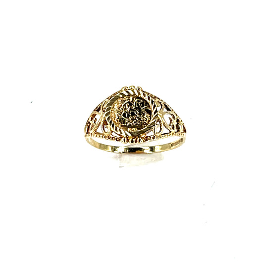 9ct Yellow Gold Openwork Medallion Signet Ring - Hyman’s Jewellers