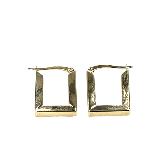 9CT Yellow Gold Rectangular Hoop Earrings 2.7g - Hyman’s Jewellers