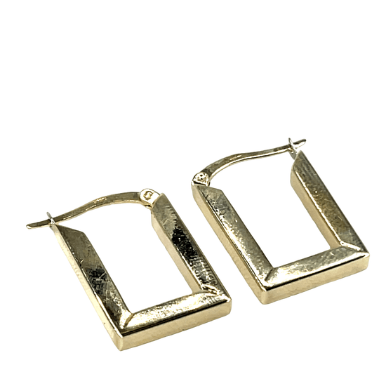 9CT Yellow Gold Rectangular Hoop Earrings 2.7g - Hyman’s Jewellers