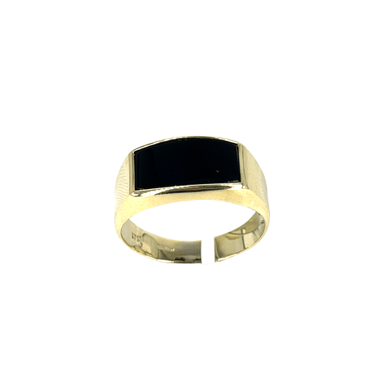 9ct Yellow Gold Rectangular Onyx Signet Ring - Hyman’s Jewellers