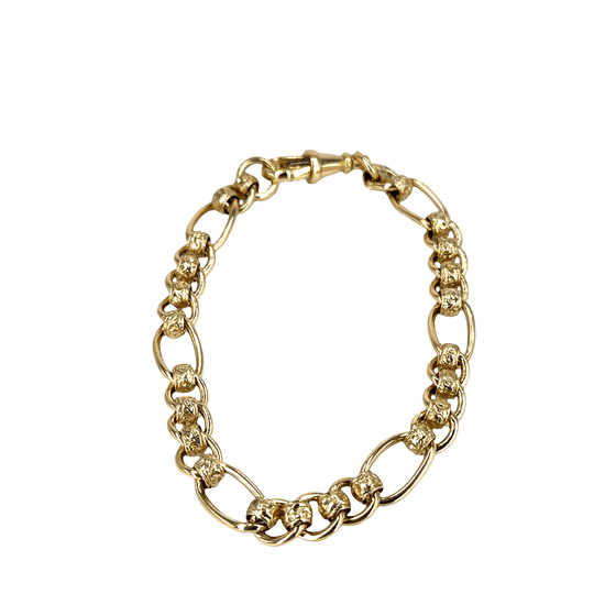 9CT Yellow Gold Textured Link Chain Bracelet - Hyman’s Jewellers
