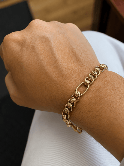 9CT Yellow Gold Textured Link Chain Bracelet - Hyman’s Jewellers