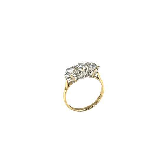9CT Yellow Gold Three-Stone CZ Ring - Hyman’s Jewellers