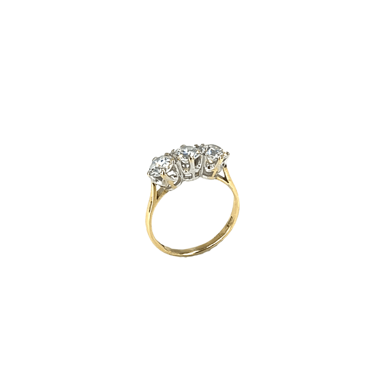 9CT Yellow Gold Three-Stone CZ Ring - Hyman’s Jewellers