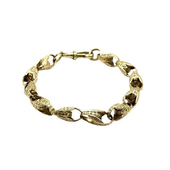 9CT Yellow Gold Tulip Bracelet 24.9g - Hyman’s Jewellers