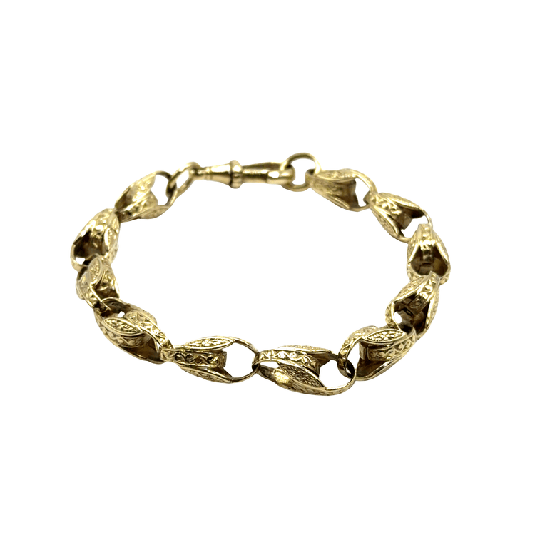 9CT Yellow Gold Tulip Bracelet 24.9g - Hyman’s Jewellers