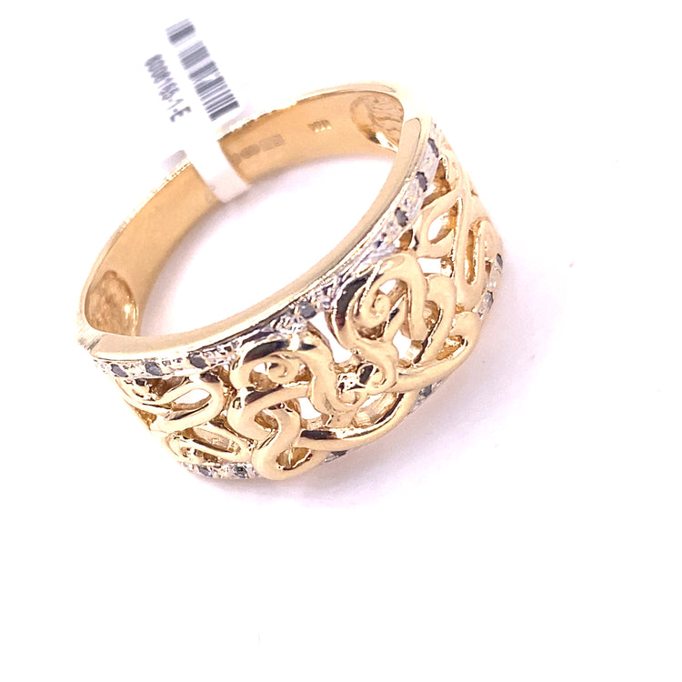 Men’s 9ct Yellow Gold Dimaond Celtic Ring - Size Y 7.3G