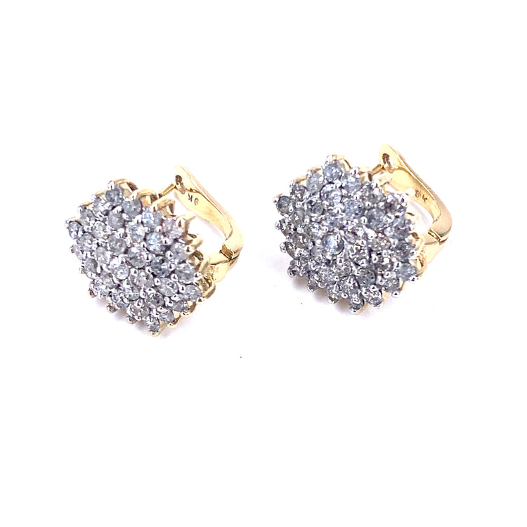 Women’s 9ct Yellow Gold Diamond Cluster Studs - 2.00ct