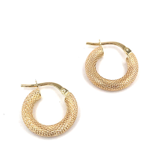 Women’s 9ct Yellow Gold Brushed Hoops- 1g