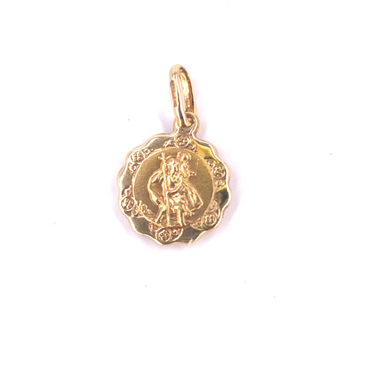 Unisex 9ct Yellow Gold St Christopher Pendant - 0.7g