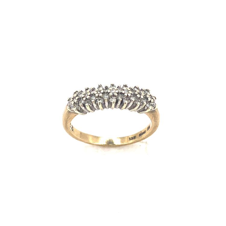 Women’s 9ct Yellow Gold 0.20ct Natural Diamond Half Eternity Cluster Ring