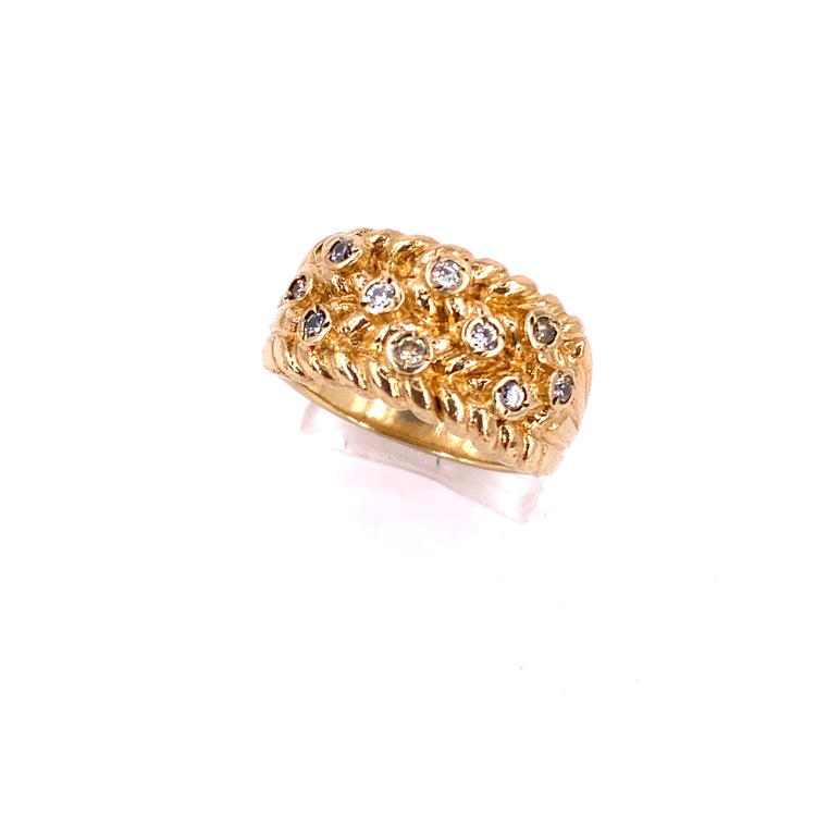 Men’s 9ct Yellow Gold Cz Keeper Ring - 12g