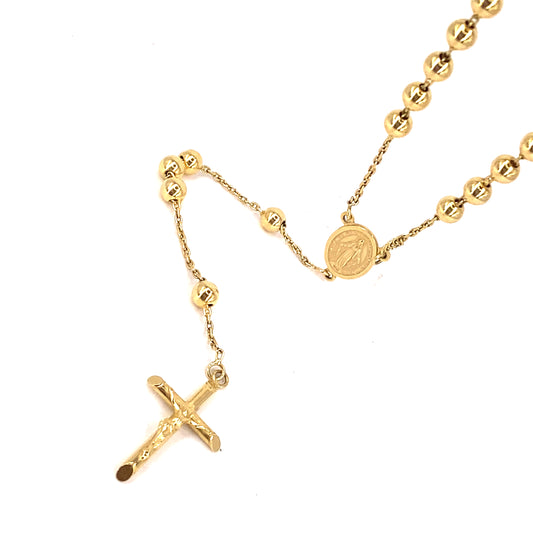 Unisex 9ct Yellow Gold Rosary Bead Strand - Medium 21g