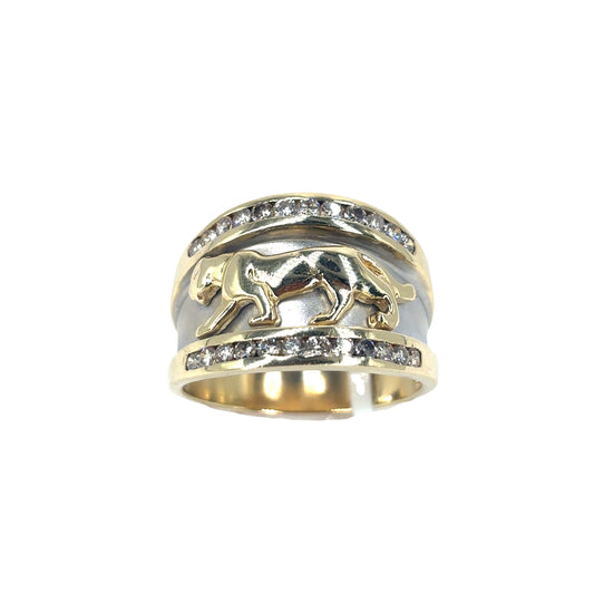 Men’s 9ct Yellow & White Gold Panther Ring - 0.50ct Diamond R