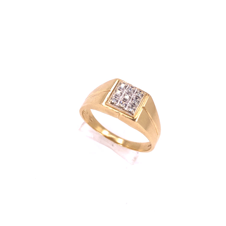 Men’s 9ct Yellow Gold Diamond Signet Ring - 4.4g 0.10ct