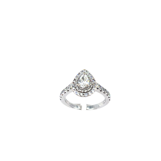 18ct Diamond Engagement Ring - 1ct Total, Pear Cut