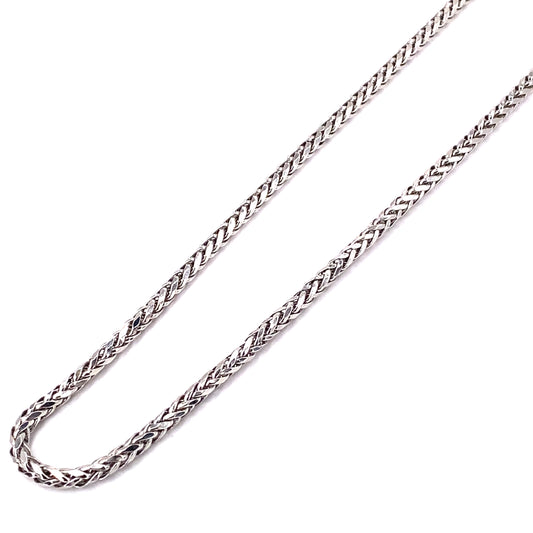 Unisex 9ct White Gold Hollow Franco Chain - 3.9g