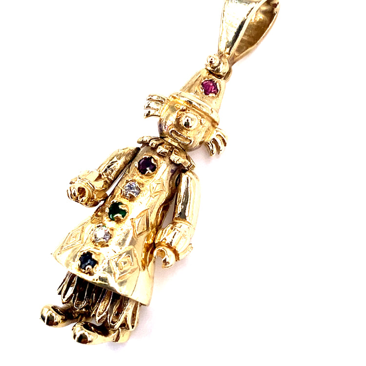 Women’s 9ct Yellow Gold Articulated Clown Pendant - 6.4g