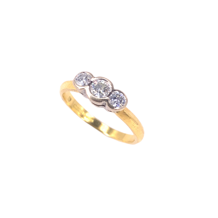 Women’s 18ct Yellow Gold Platinum Diamond Trilogy - 0.30ct 3g