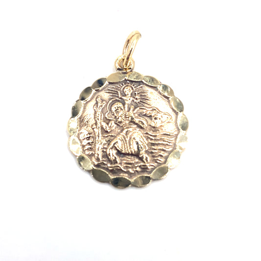 Unisex 9ct Yellow Gold St Christopher Pendant