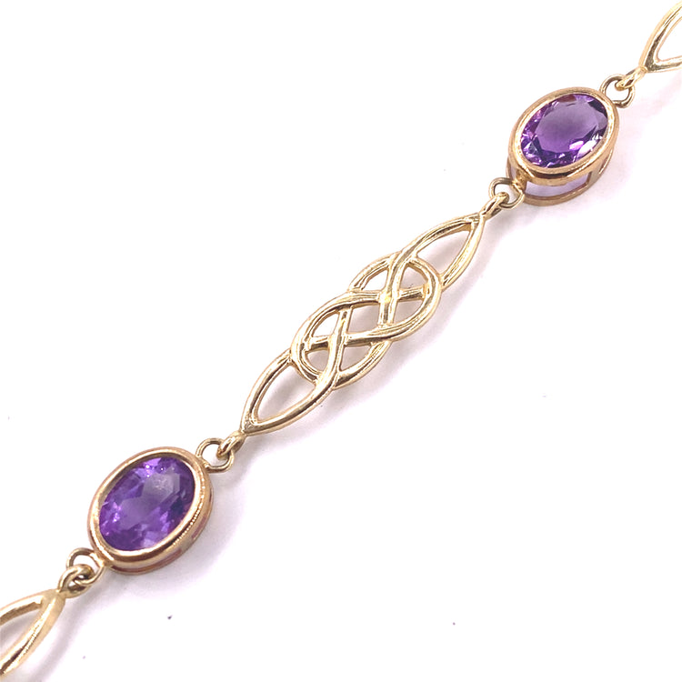 Women’s 9ct Yellow Gold Amethyst Bracelet and Earring Set