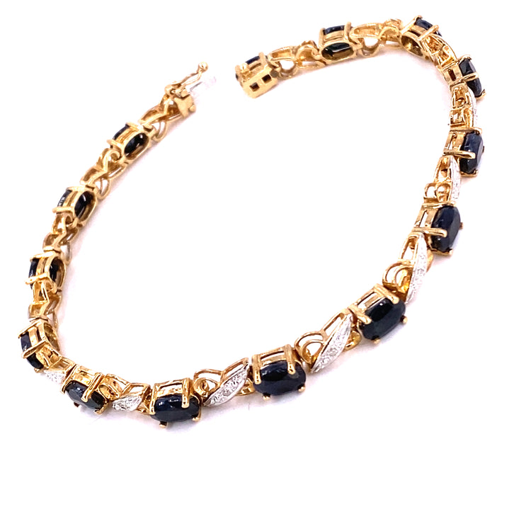 Women’s 9ct Yellow Gold Sapphire Bracelet - 9.5g