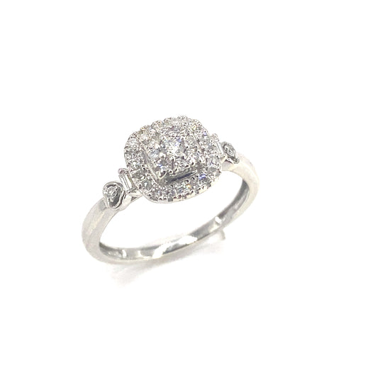 Women’s 9ct White Gold Art Deco Style Diamond Cluster Ring-0.50ct