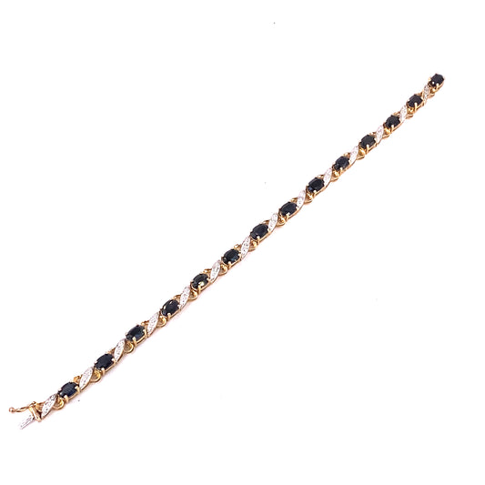 Women’s 9ct Yellow Gold Sapphire Bracelet - 9.5g